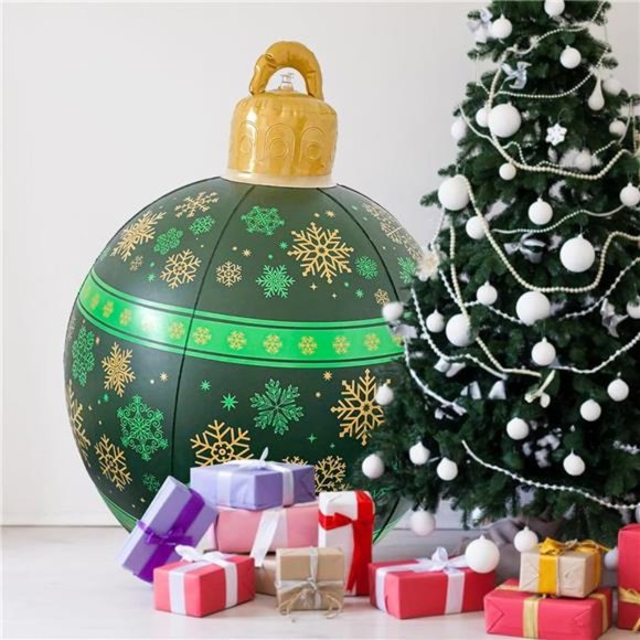 24'' Inflatable Christmas Balls, Xmas Blow up Balls, Outdoor  Decor (Green) - Picture 3 of 6